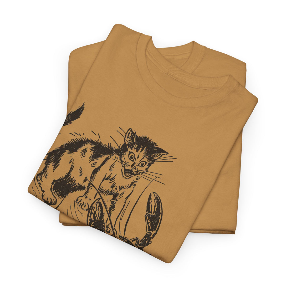 mid twentieth century children's book illustration cat and lobster tshirt