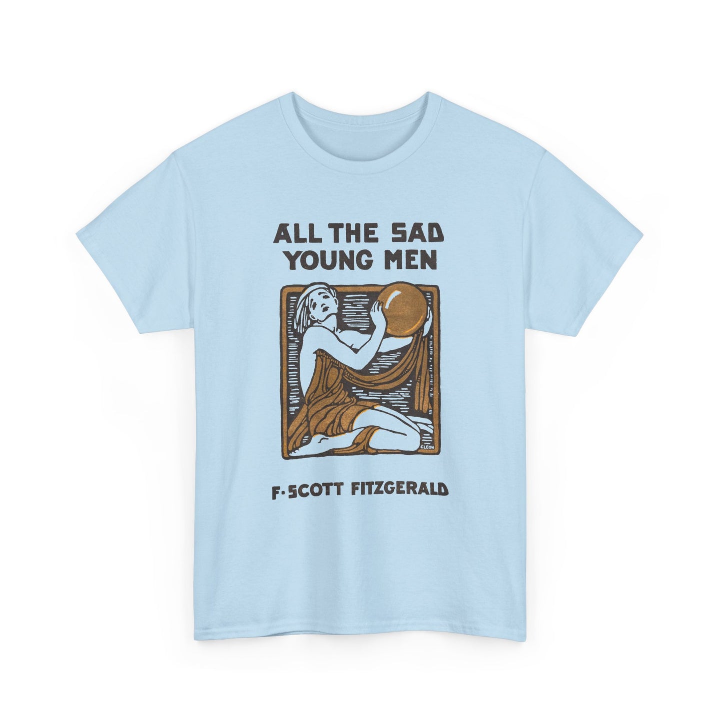1926 f. scott fitzgerald book cover by cleo damianakes for all the sad young men tshirt