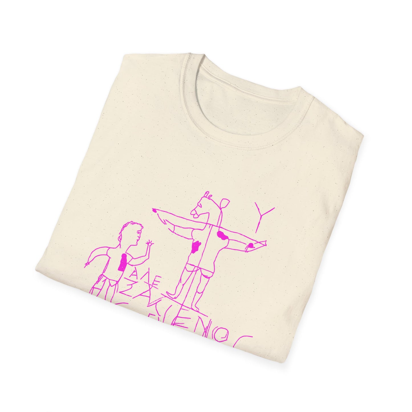 alexamenos graffito blasphemous young man worships donkey early graffiti 200 BC in pink tshirt