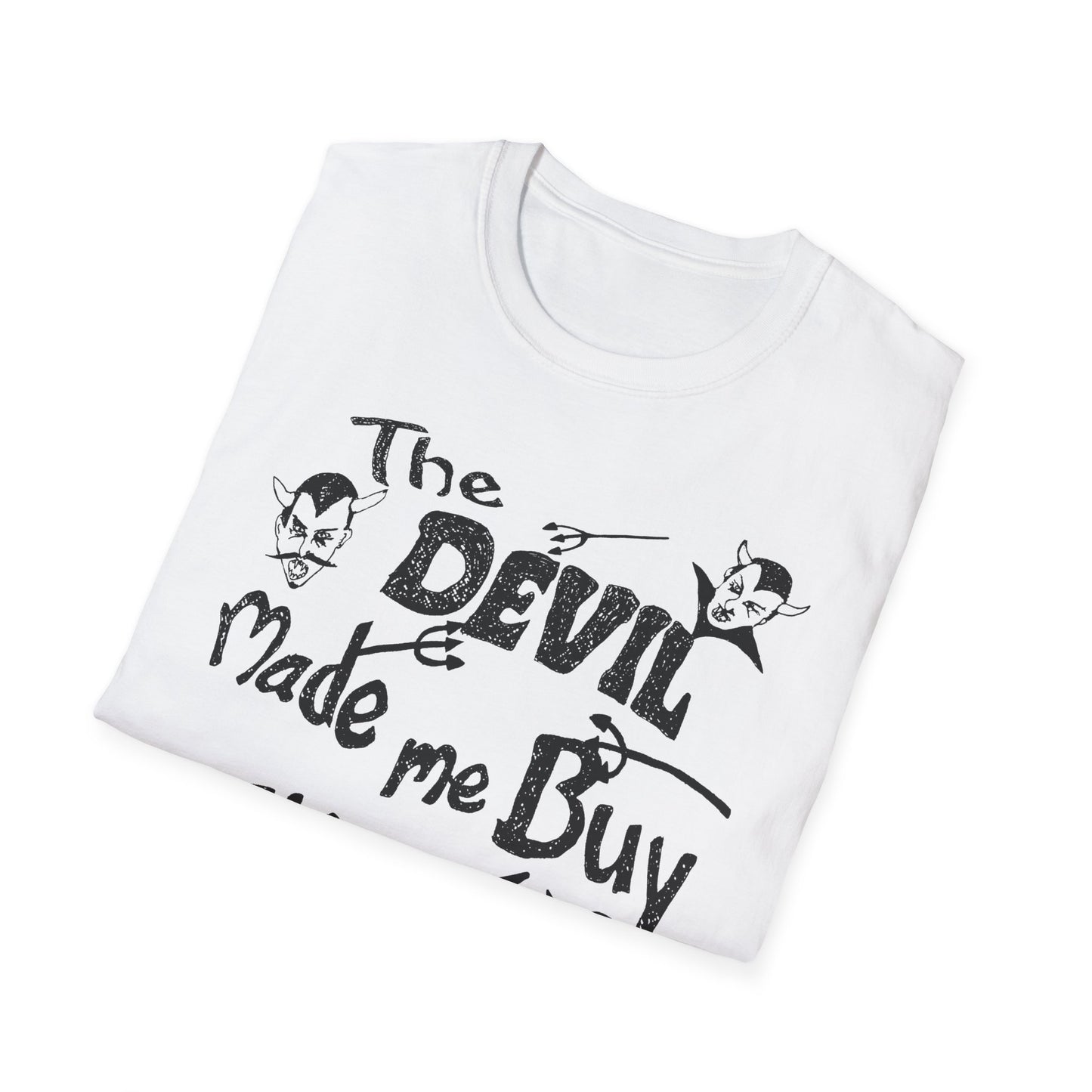 vintage the devil made me buy this shirt custom drawn reproduction tshirt