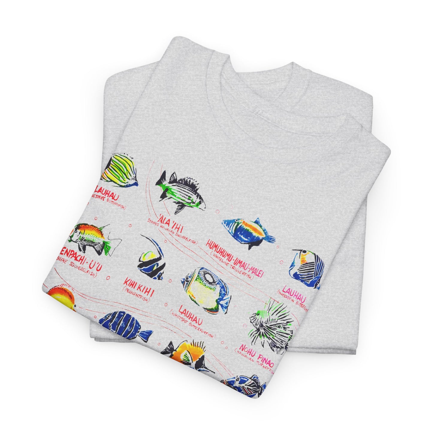 vintage hawaiian fishes reproduction with fish names tshirt
