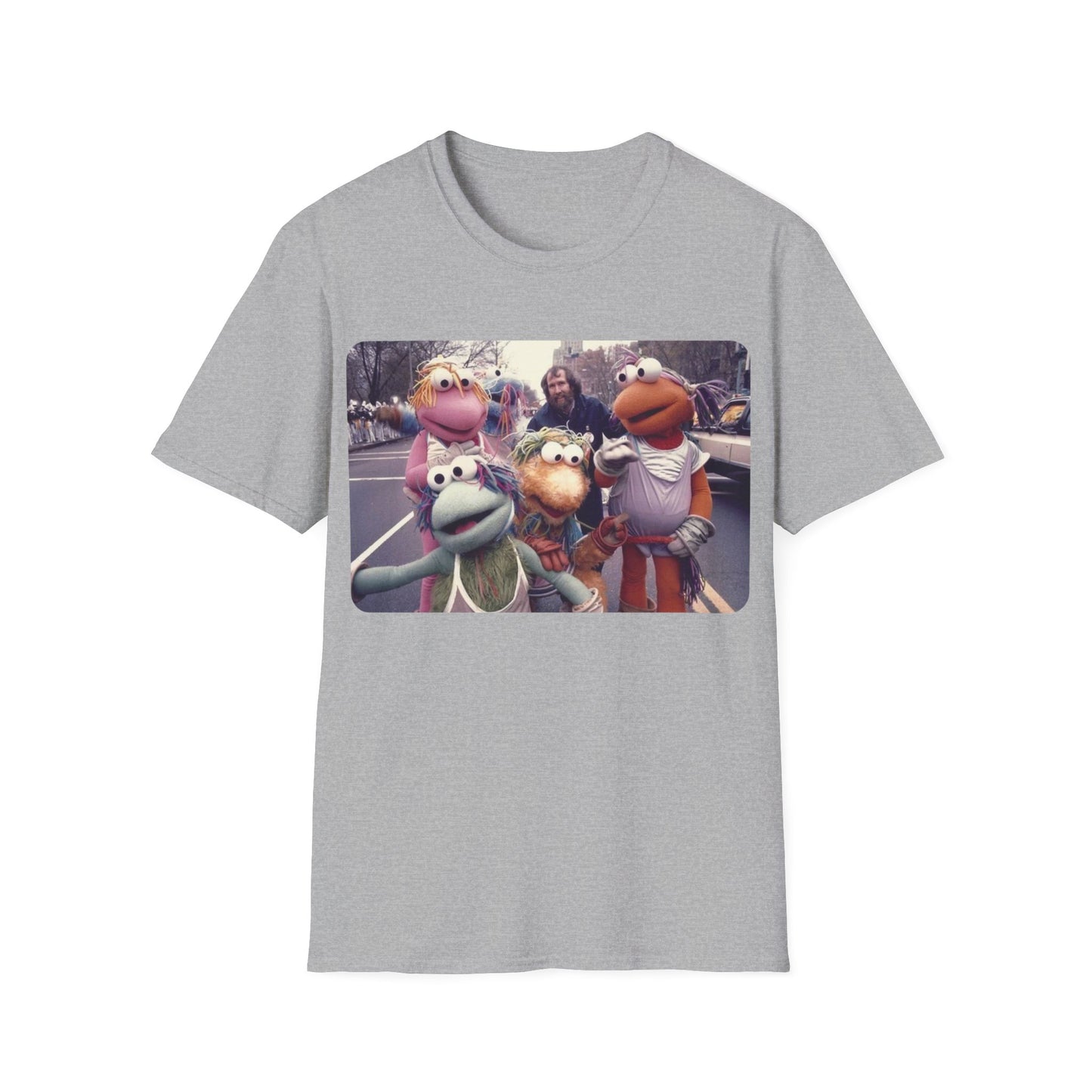 jim henson and the full-body fraggles at the 1984 macy's thanksgiving parade photo tshirt