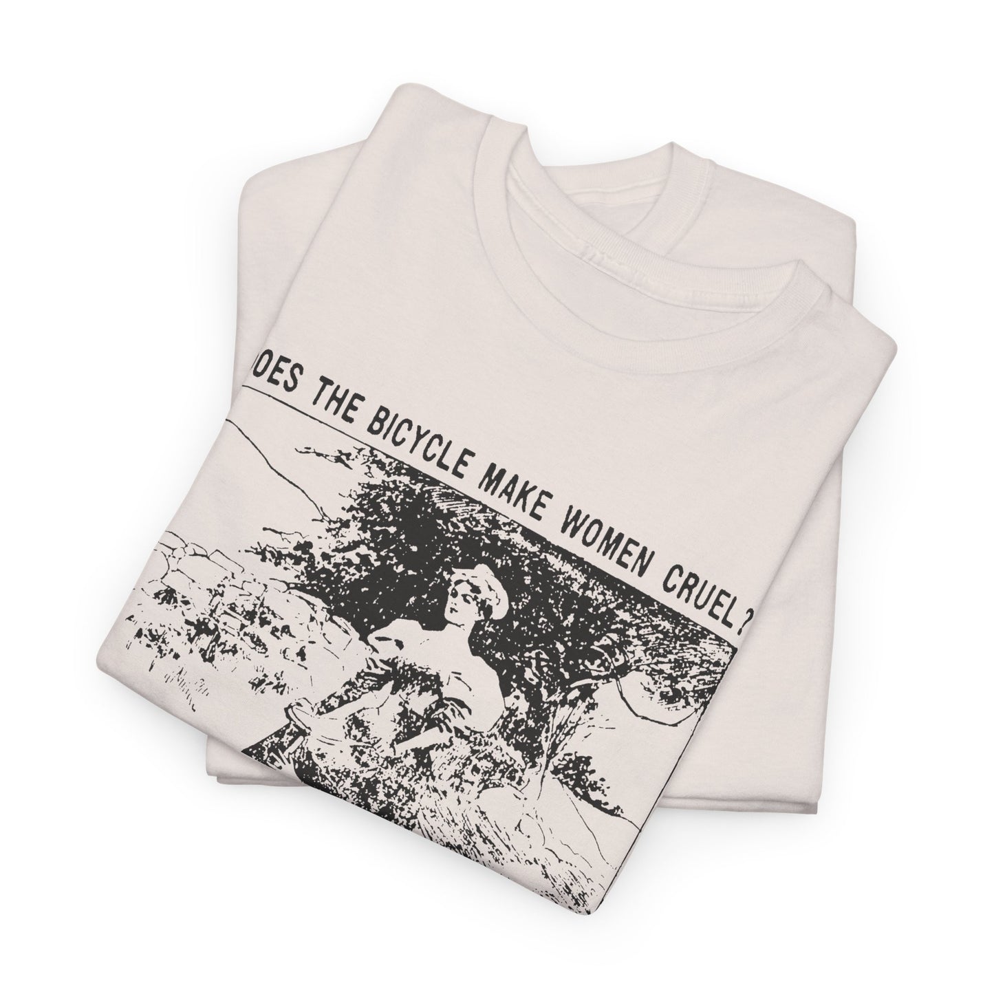 1897 cartoon does the bicycle make women cruel? reproduction tshirt