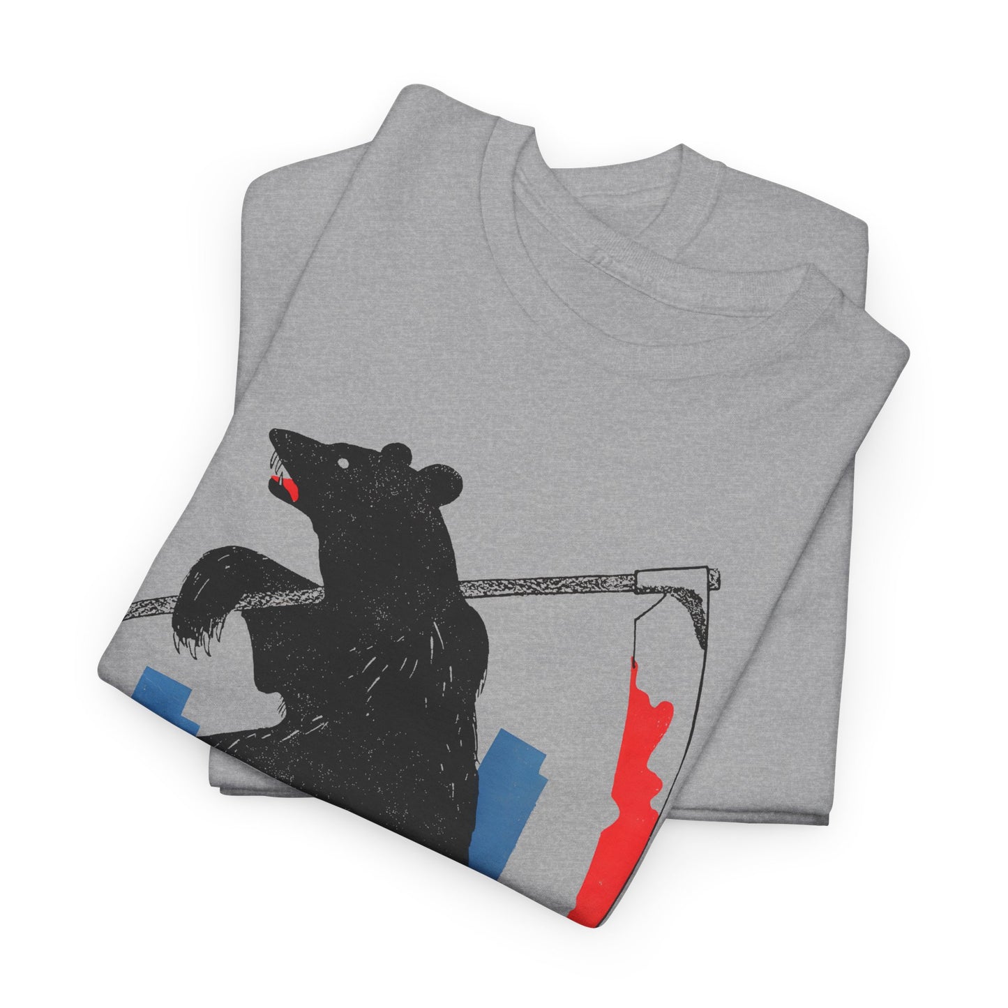 mid century manolo prieto bear with scythe book cover tshirt