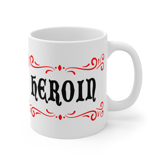 vintage inspired tongue in cheek heroin drug mug