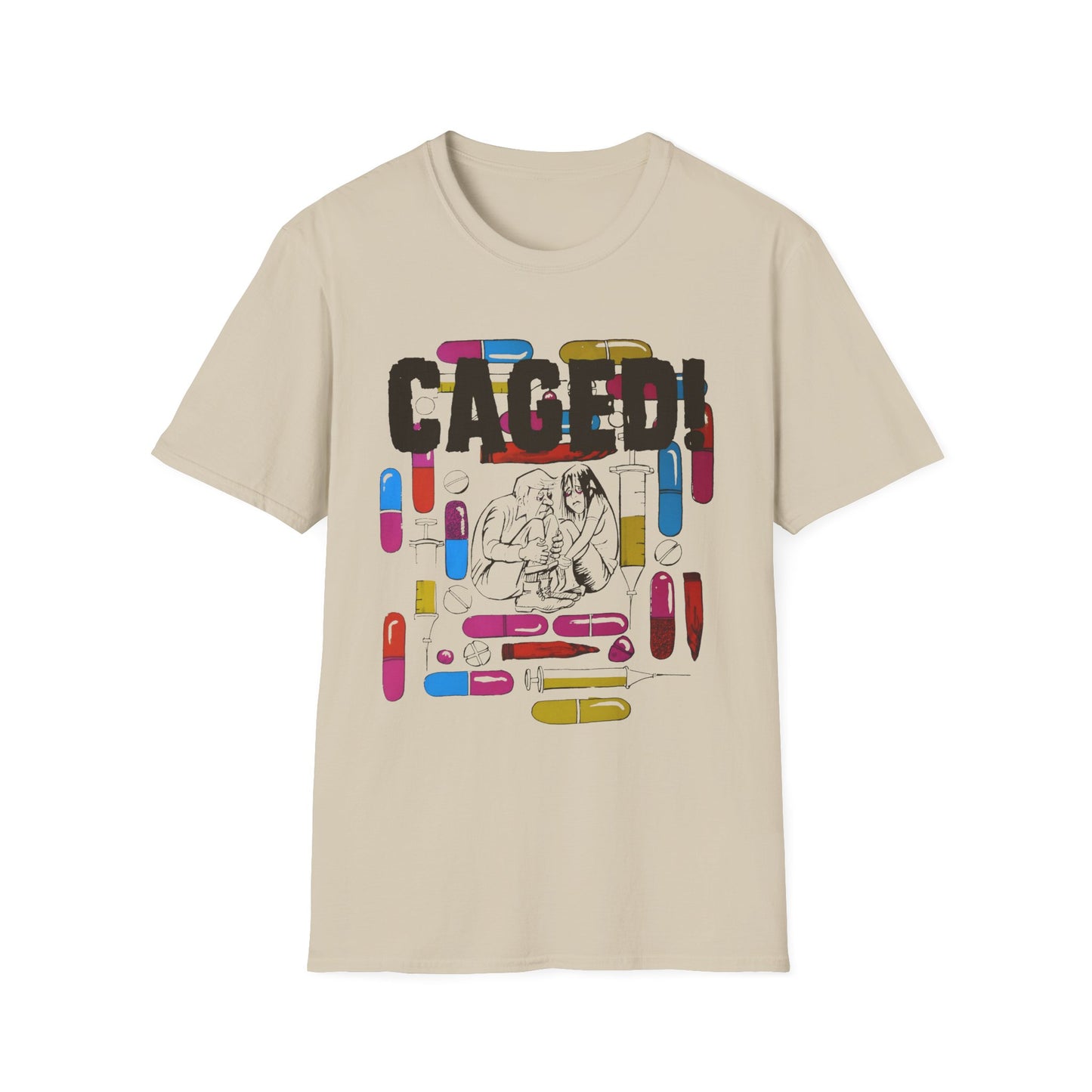 1960s/70s anti drug poster tshirt caged! by smartset smarteen s.o.s tshirt