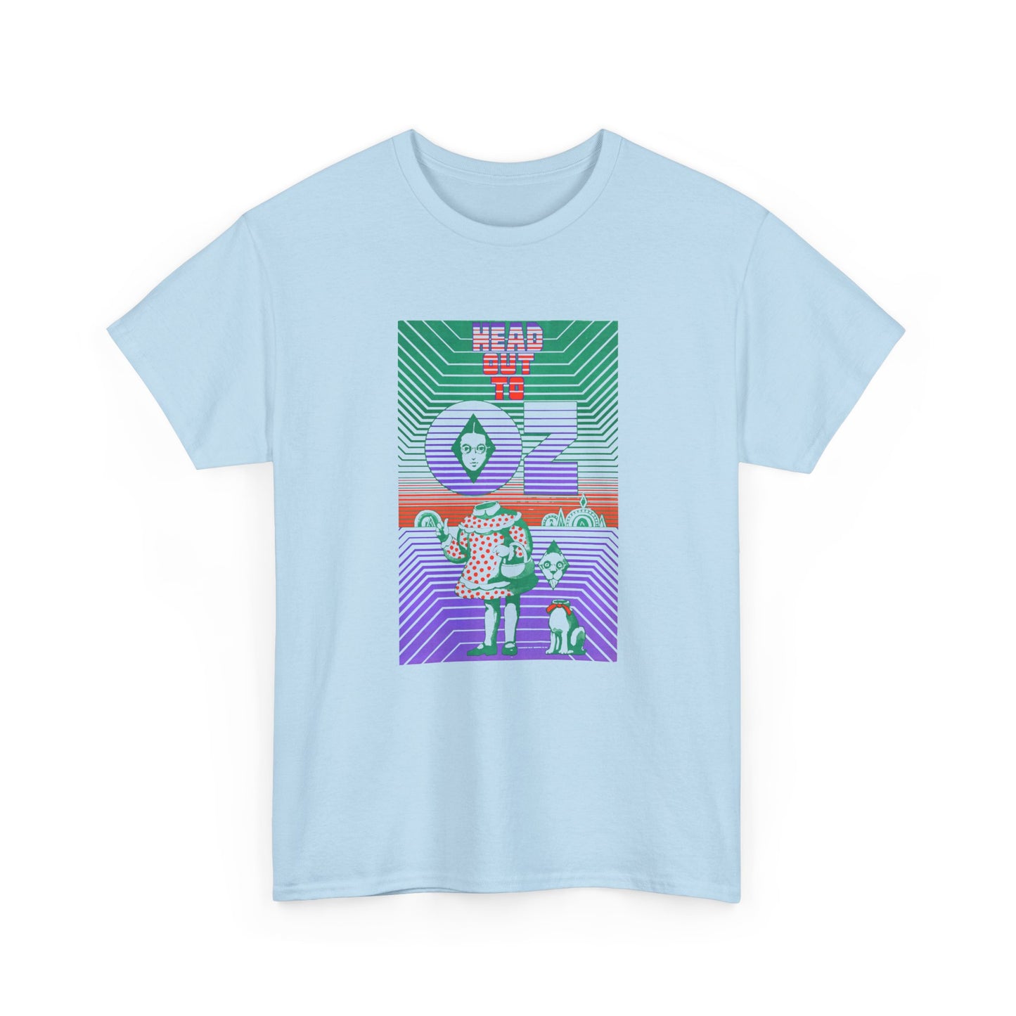 1960s head out to oz psychedelic vintage poster tshirt
