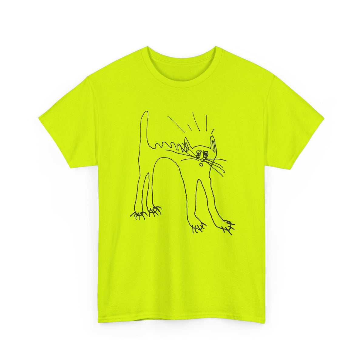 original drawing of a very spooked cat tshirt