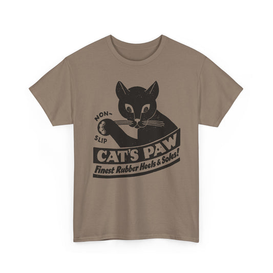 1940s cat's paw rubber heels and soles shoe company logo reproduction tshirt