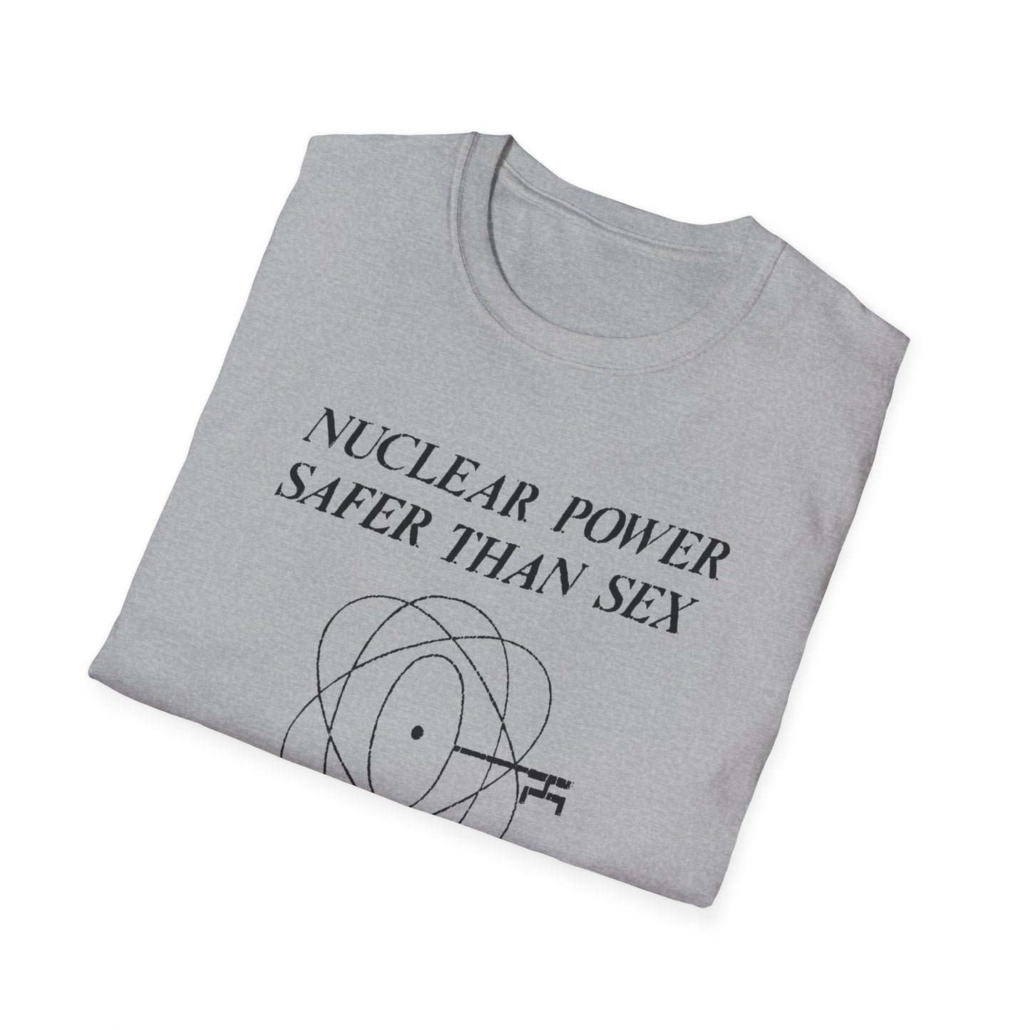 vintage 1970s design "nuclear power safer than sex" tshirt