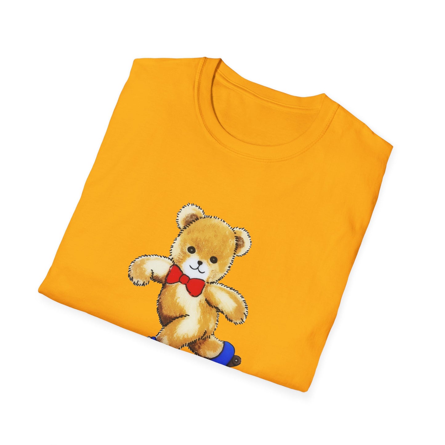 roller skating cute vintage teddy bear illustration reproduction tshirt
