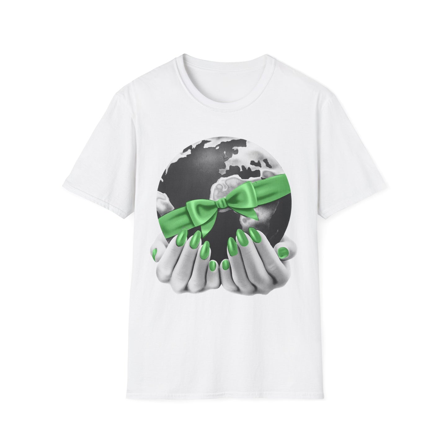 i'd give you the world 1980s graphic from a greeting card green nail version tshirt