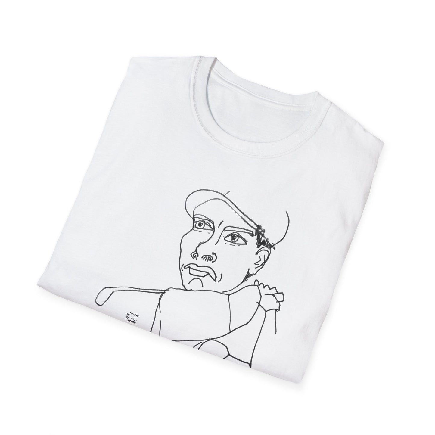 original drawing of a golfing man tshirt reads "golf sucks" maybe it does maybe it doesn't