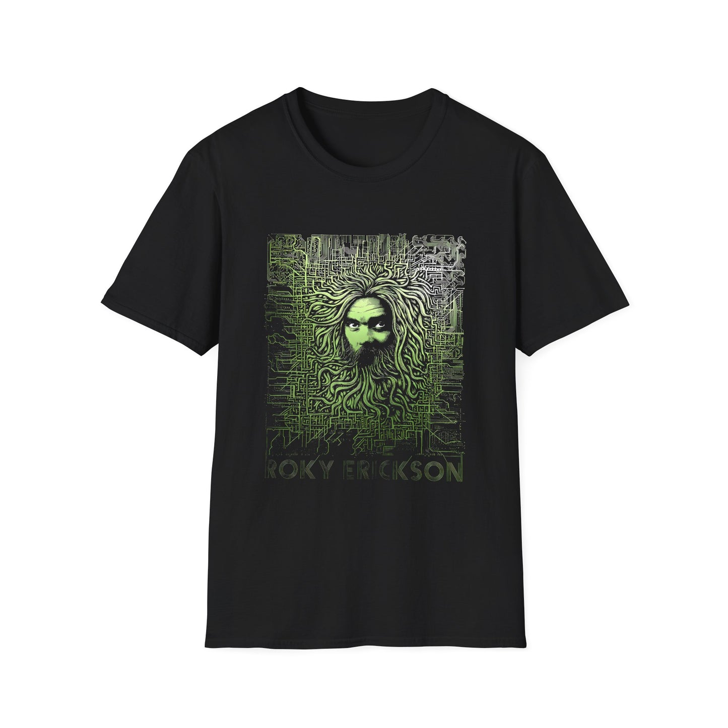 roky erickson tour poster in green tshirt