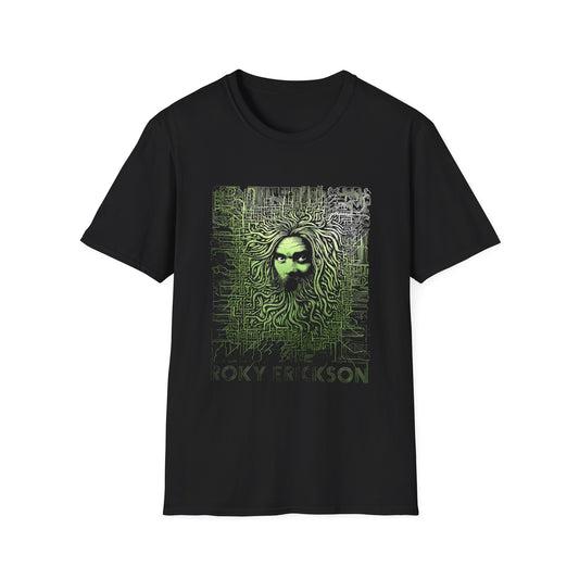 roky erickson tour poster in green tshirt