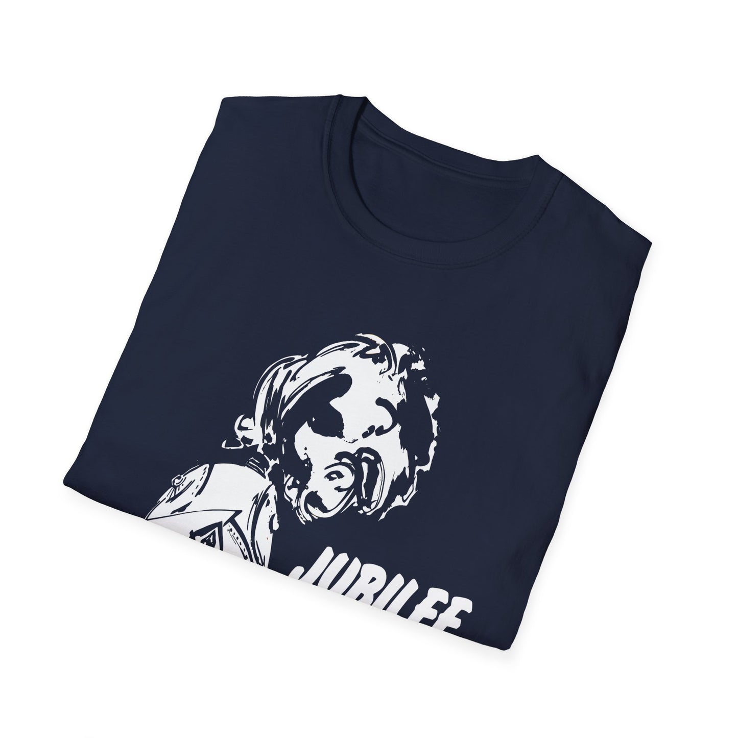 1978 british cult film "jubilee" movie poster tshirt, unisex softstyle, "jubilee will excite your senses and terrify your soul"