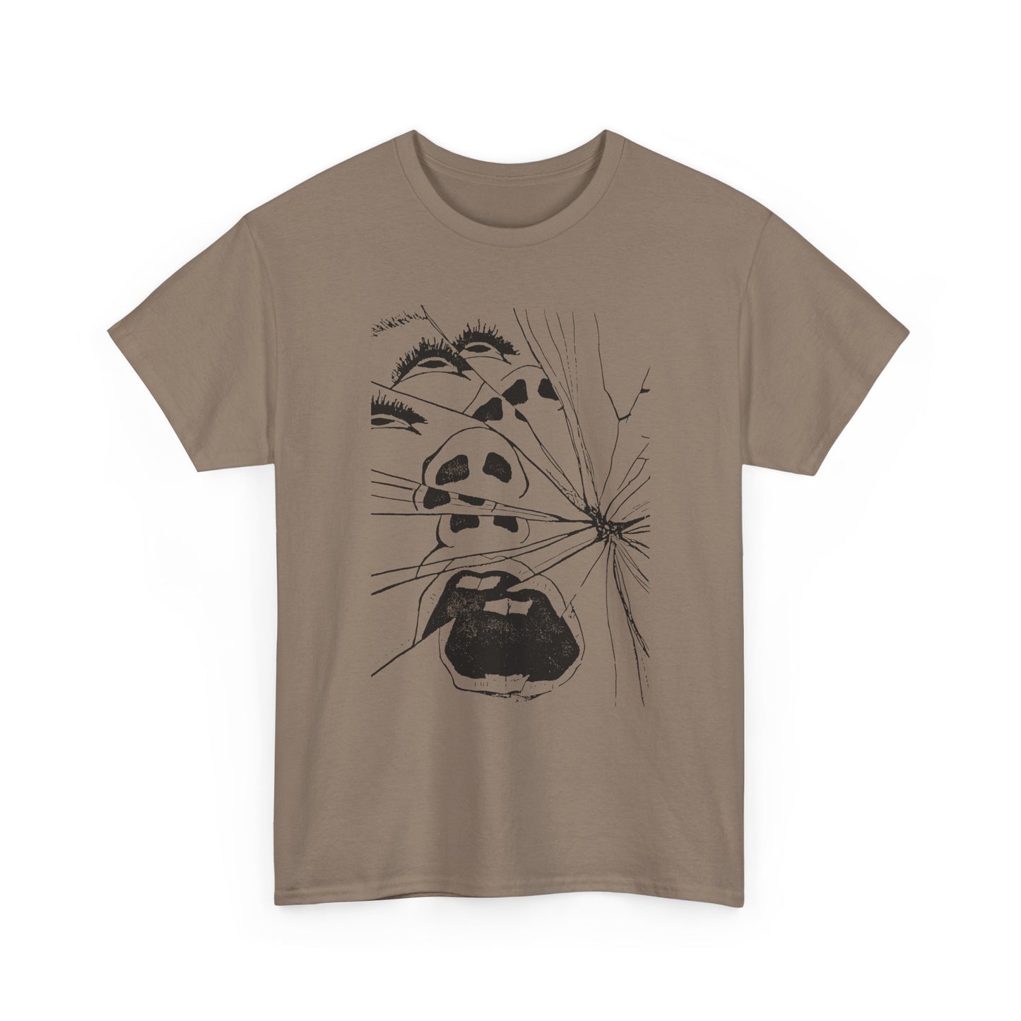 woman screaming through broken glass illustration custom edit tshirt