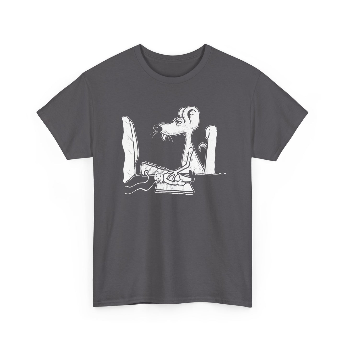 vintage 1990s mouse using man pad on a computer reproduction tshirt