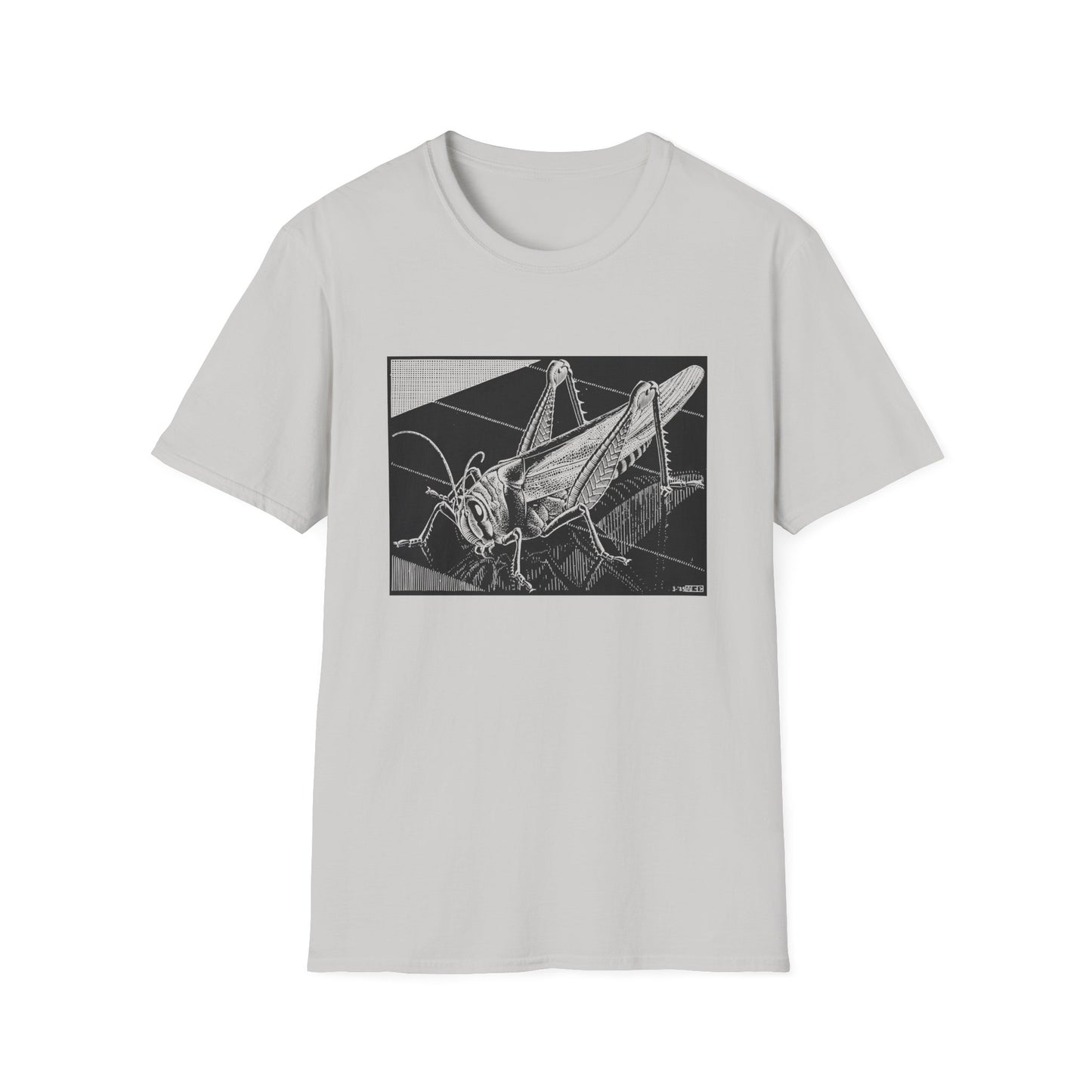 1935 m.c escher grasshopper wood engraving tshirt