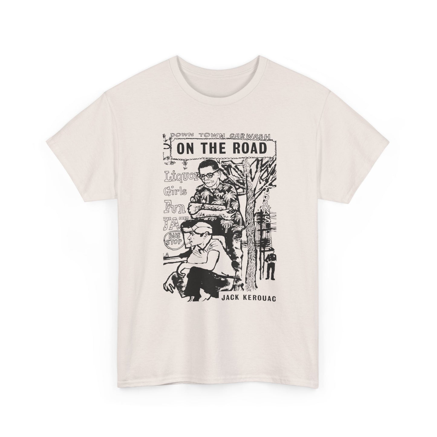 1957 on the road book cover illustration by len deighton reproduction tshirt