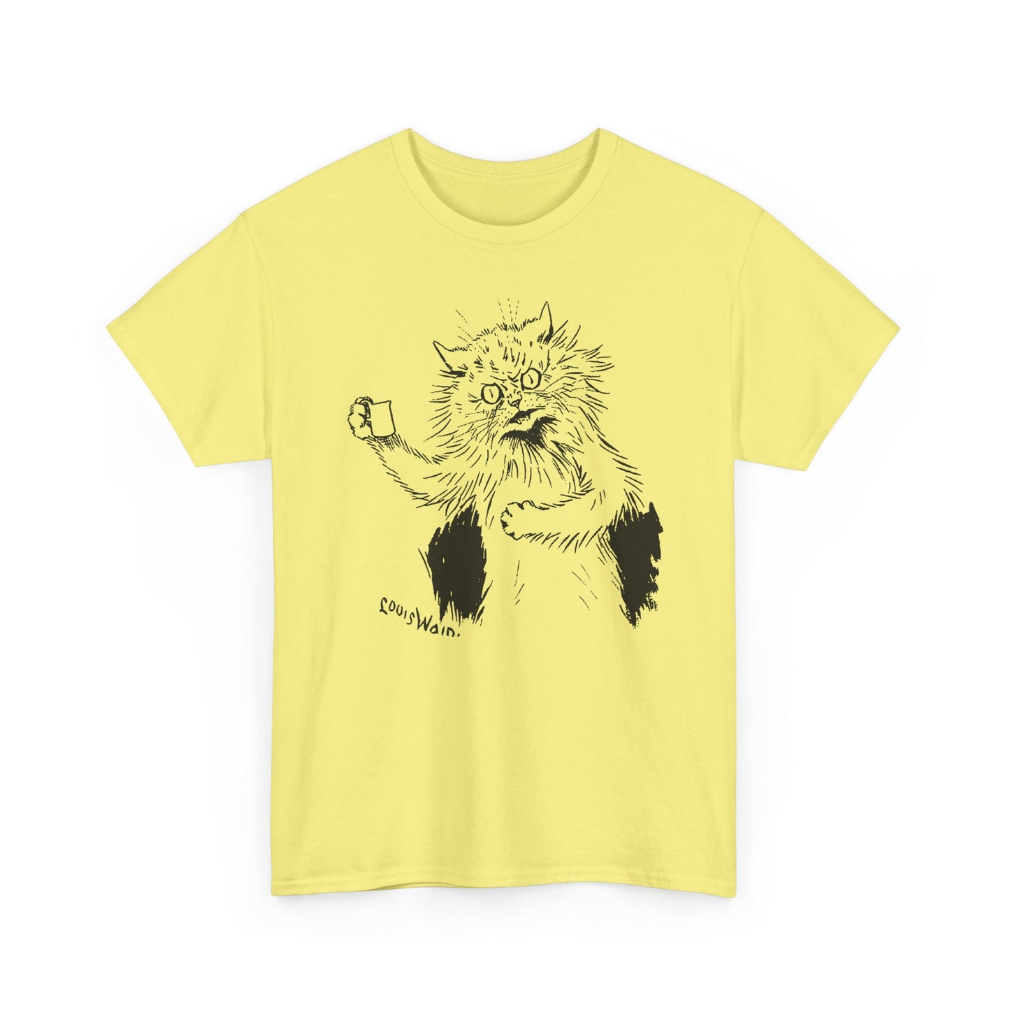 louis wain angry cat with cup reproduction tshirt
