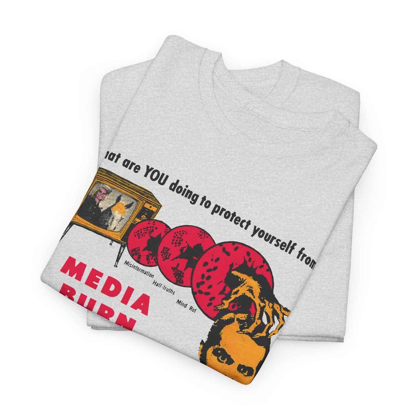 media burn the nation's leading mental crippler 1960s comix graphic tshirt
