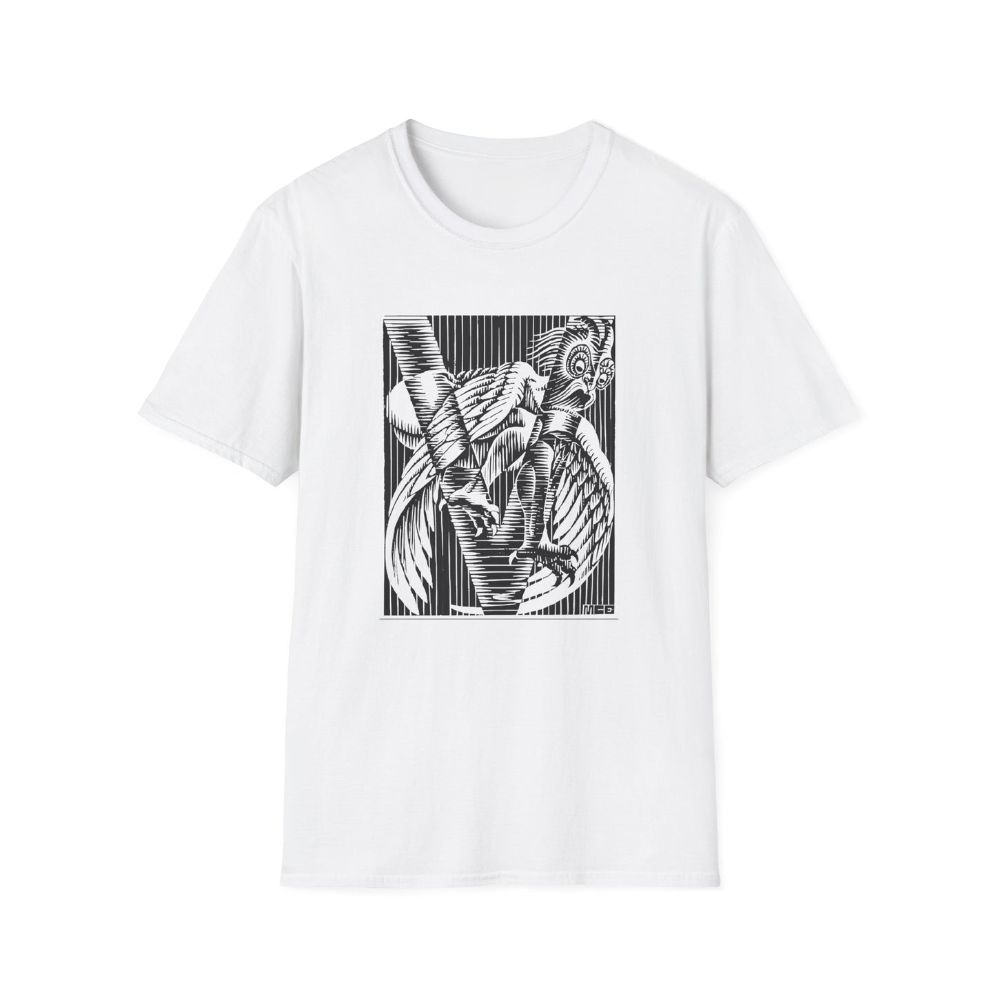 1931 rare m.c escher initial v reproduction tshirt