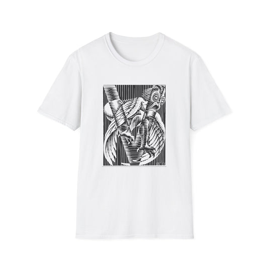 1931 rare m.c escher initial v reproduction tshirt