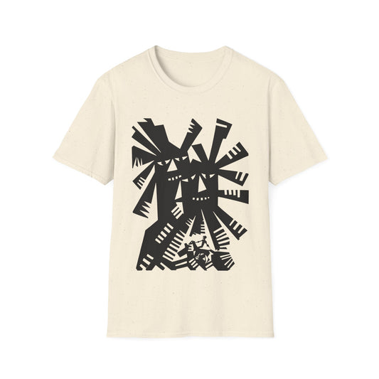 1966 don quixote windmill illustration by tadeusz michaluk tshirt