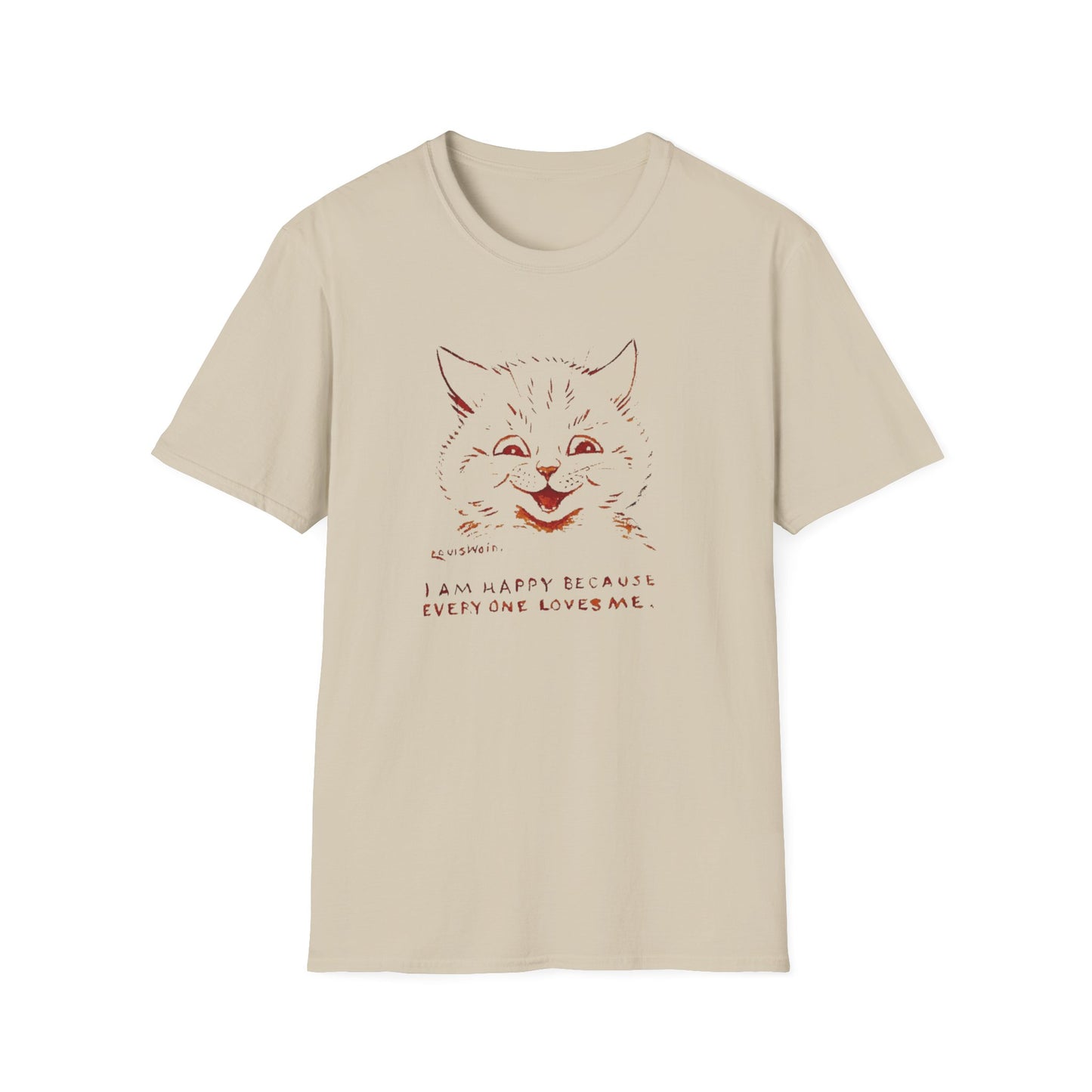 1928 louis wain cat painting "i am happy because everyone loves me" tshirt