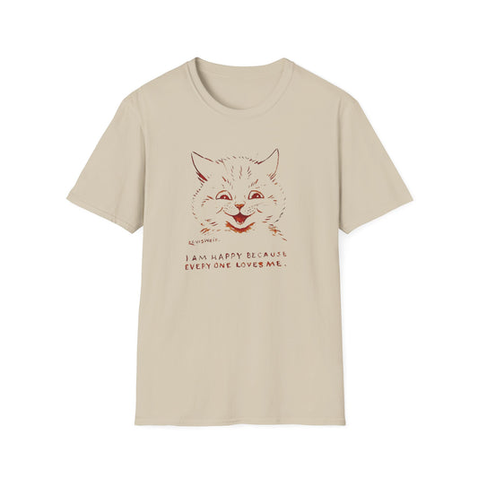 1928 louis wain cat painting "i am happy because everyone loves me" tshirt