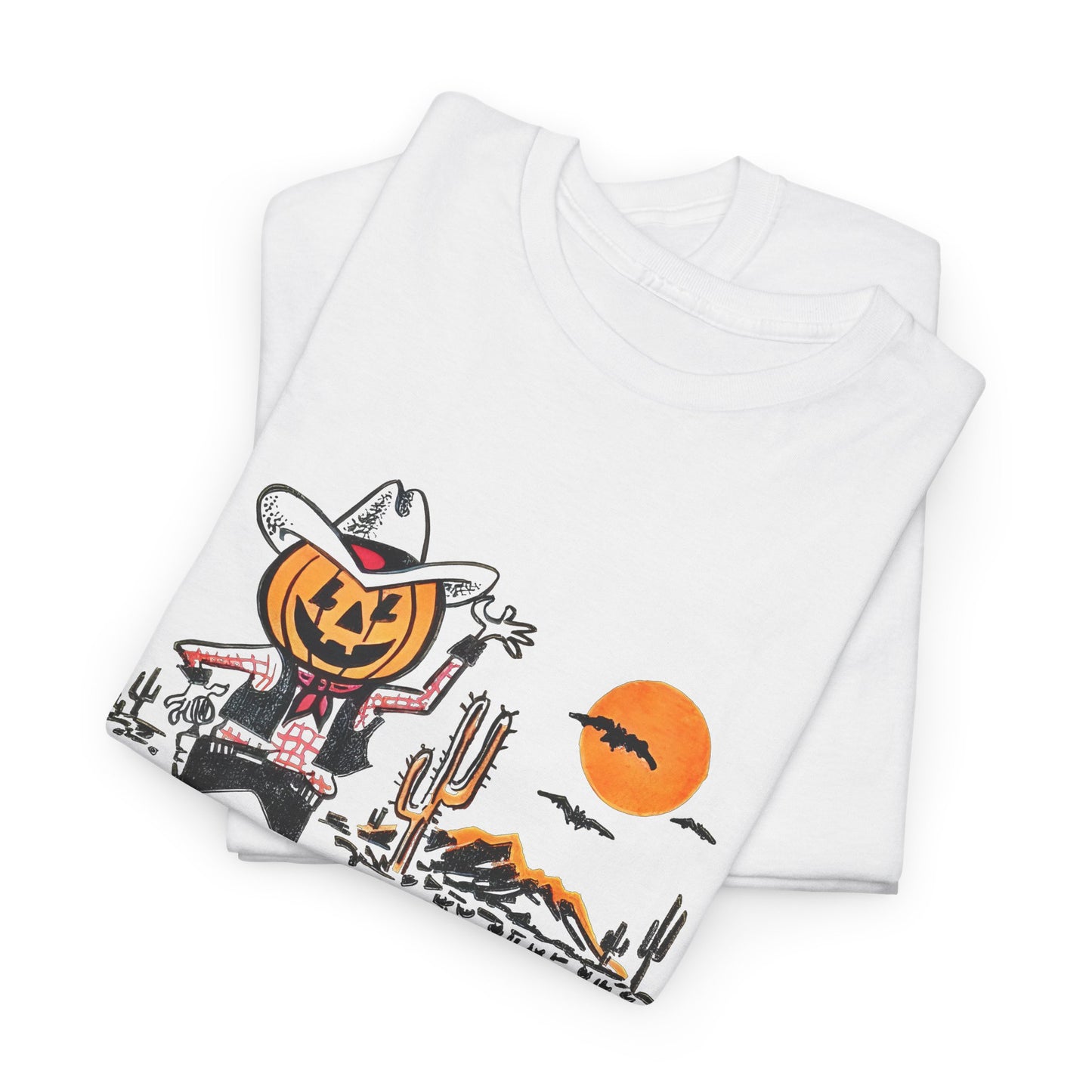 vintage trick or treat bag cowboy pumpkin graphic reproduction tshirt