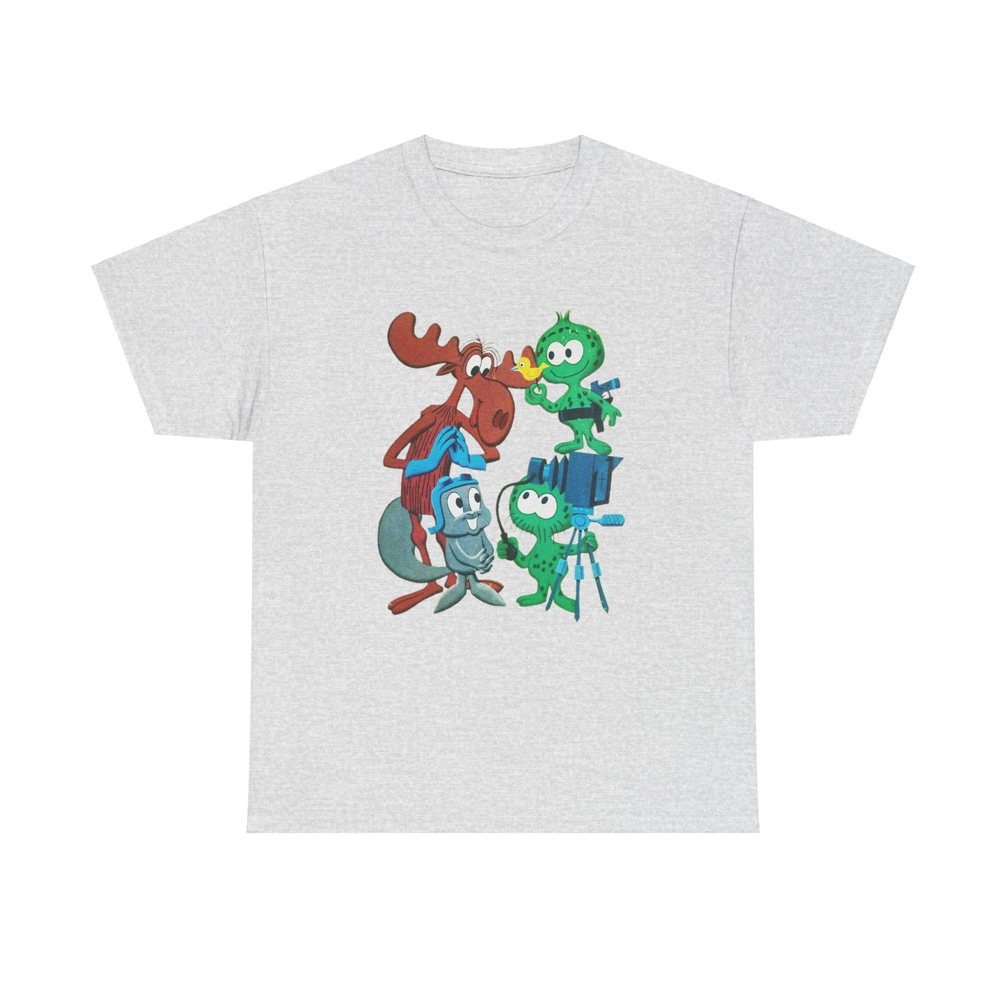 the rocky and bullwinkle show with gidney and cloyd reproduction tshirt