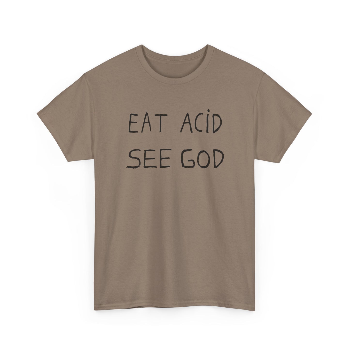 eat acid see god hand drawn font tshirt