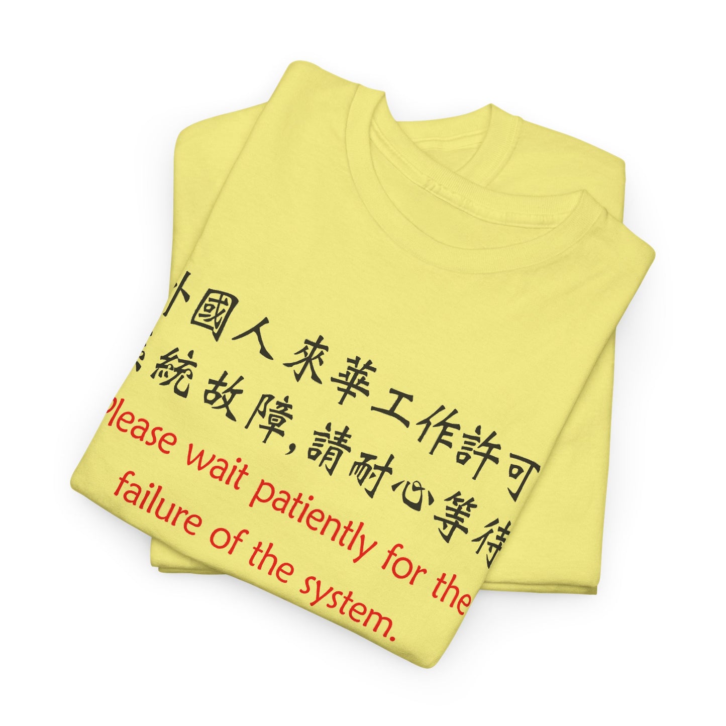 chinese work permit meme please wait for the failure of the system tshirt