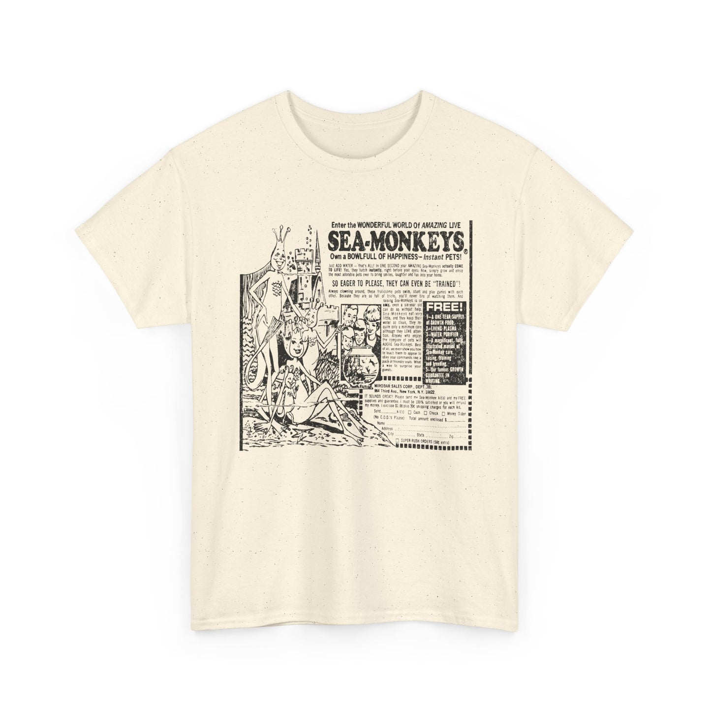 1973 sea monkeys insta pet advert black and white reproduction tshirt