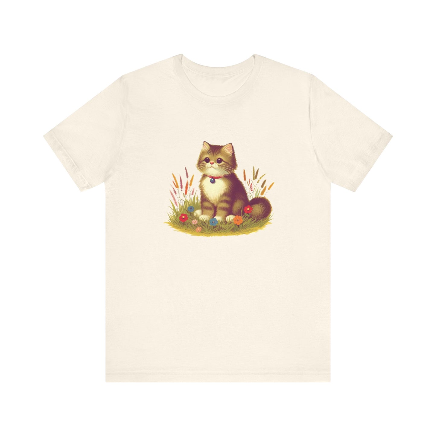 cute cat sitting in the grass tshirt