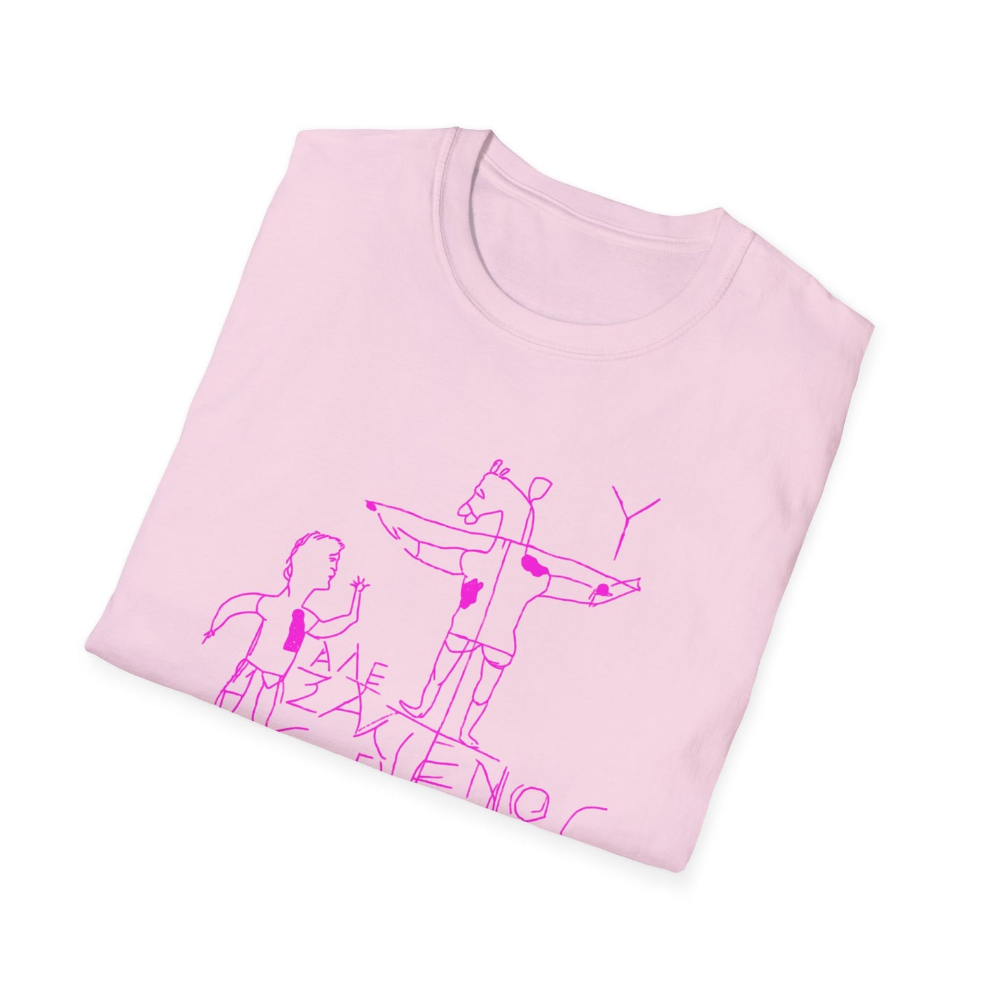 alexamenos graffito blasphemous young man worships donkey early graffiti 200 BC in pink tshirt