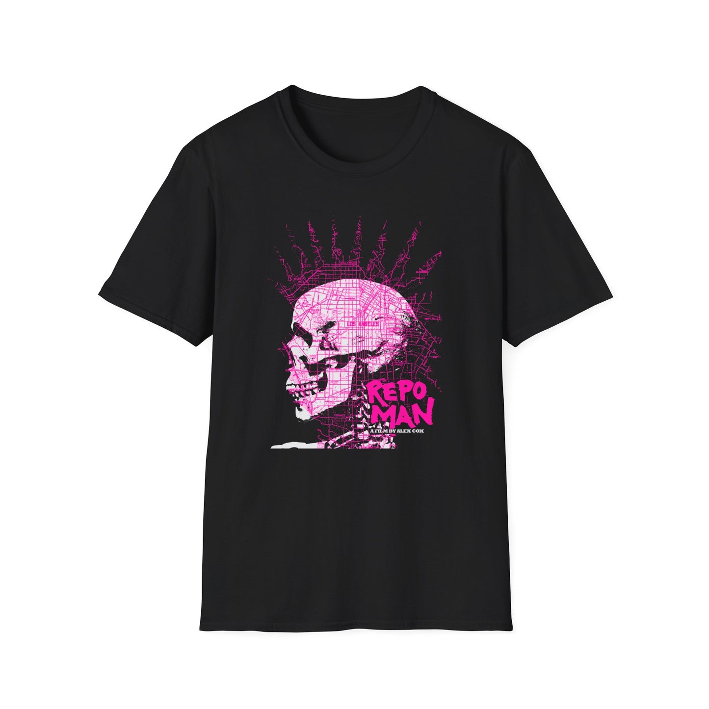 repo man skull punk in pink tshirt