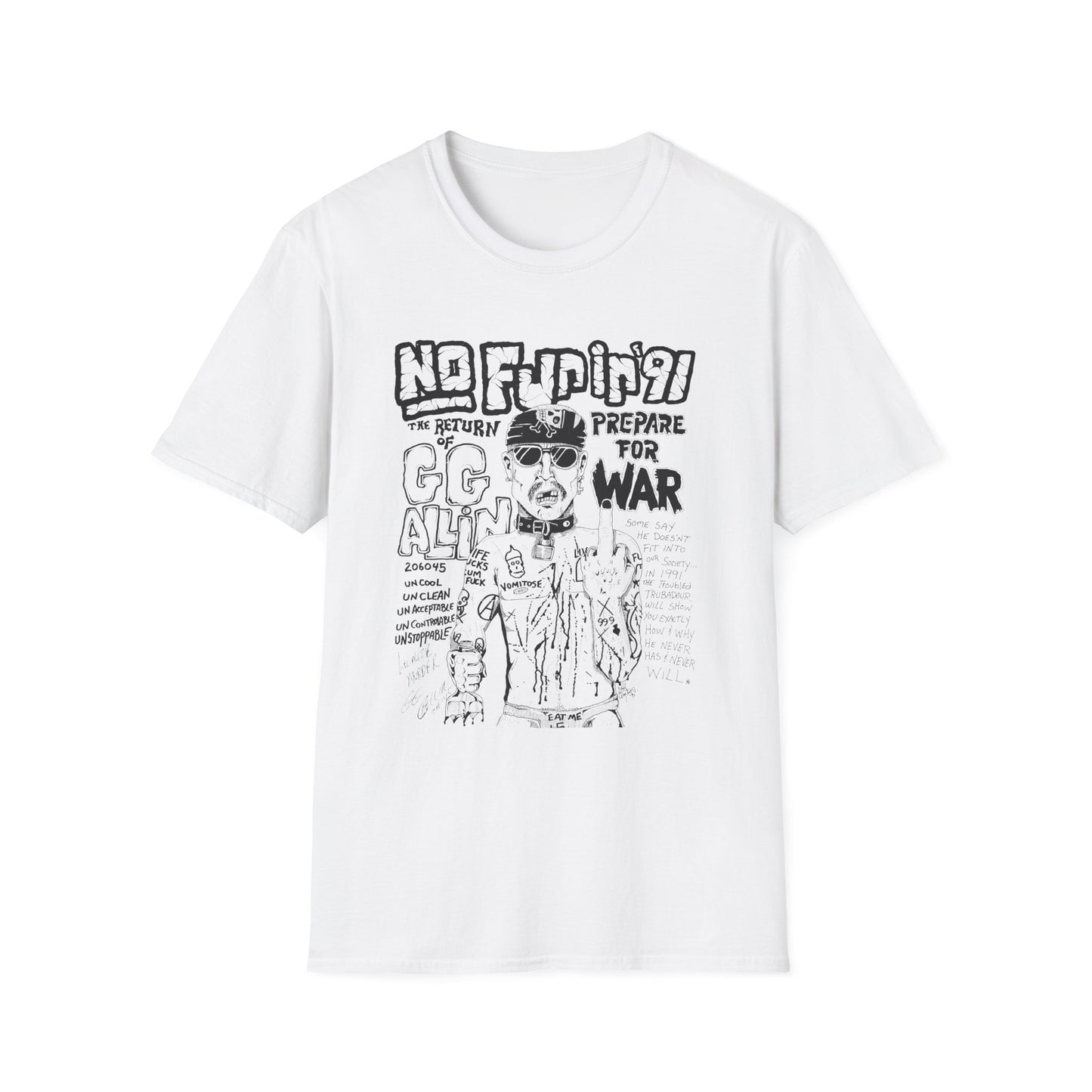 no fun in '91 gg allin show poster tshirt