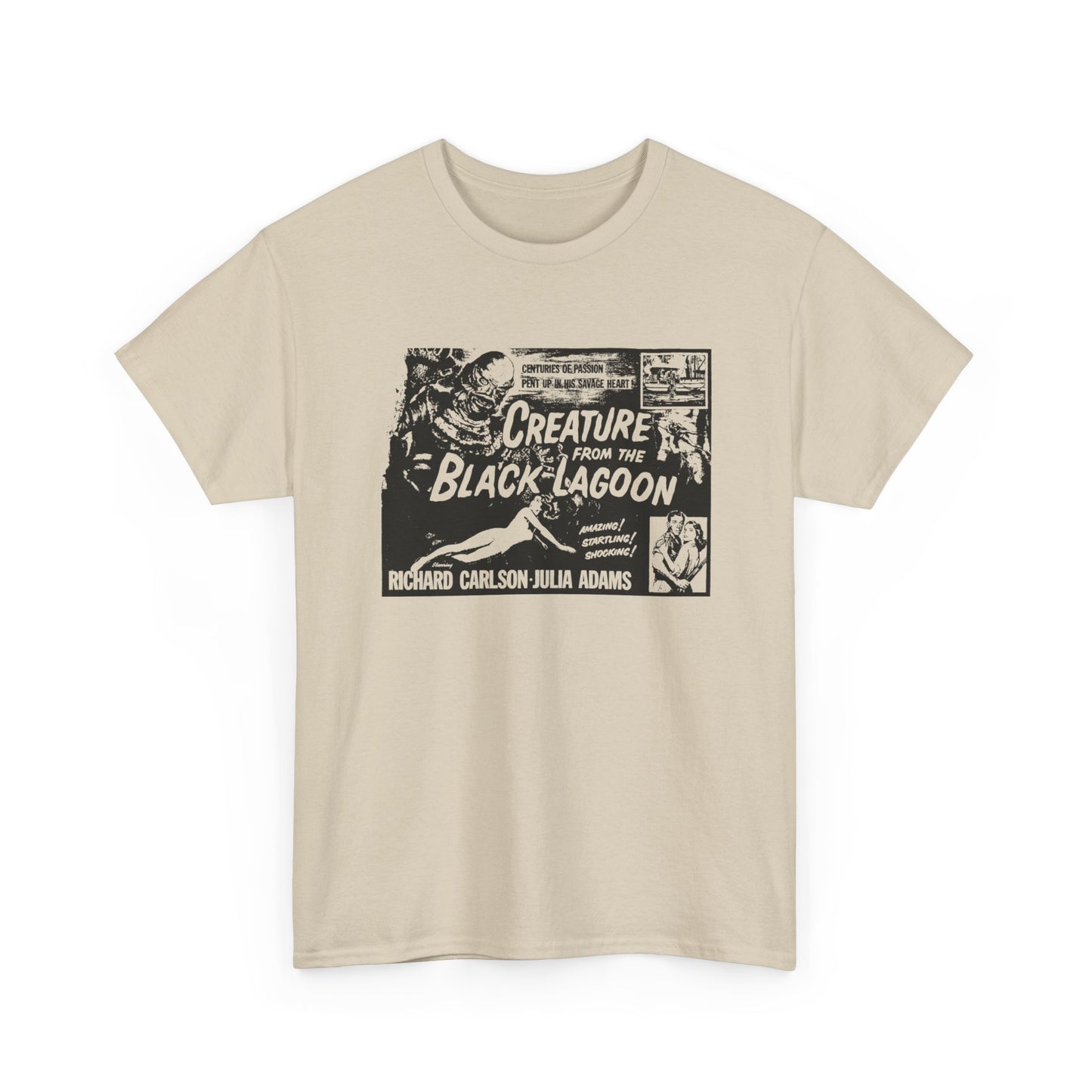 creature from the black lagoon 1954 movie poster stencil style fan art tshirt