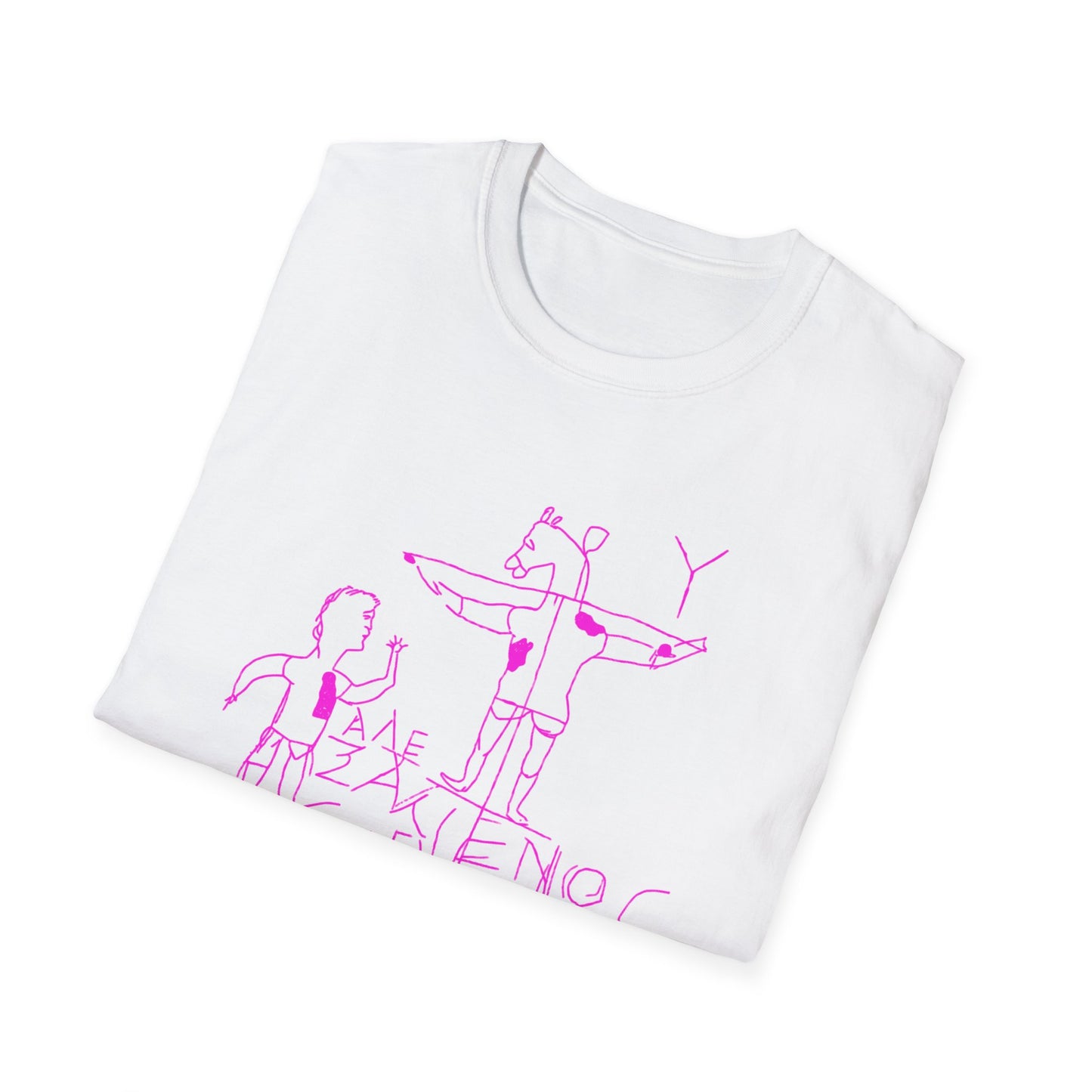 alexamenos graffito blasphemous young man worships donkey early graffiti 200 BC in pink tshirt