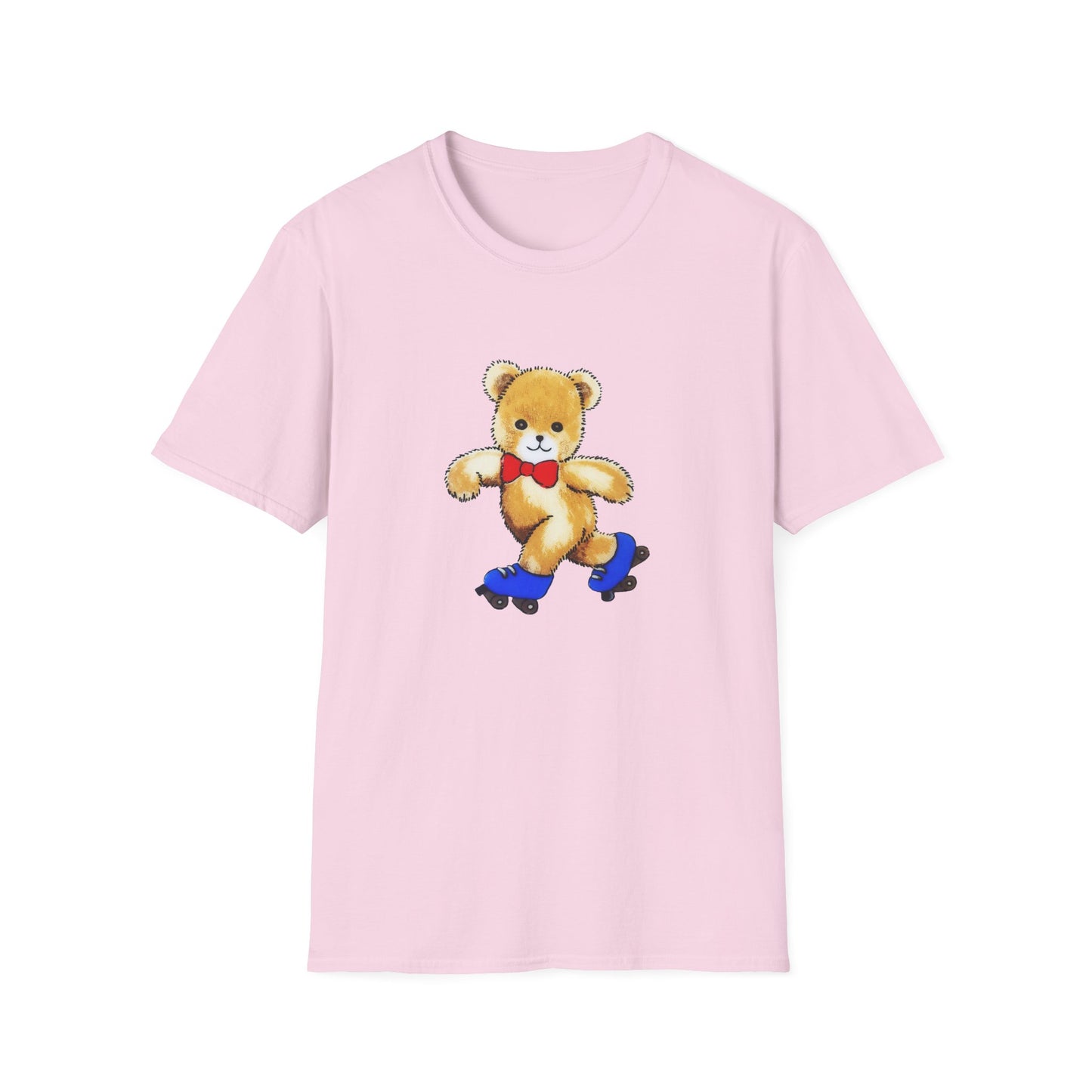roller skating cute vintage teddy bear illustration reproduction tshirt