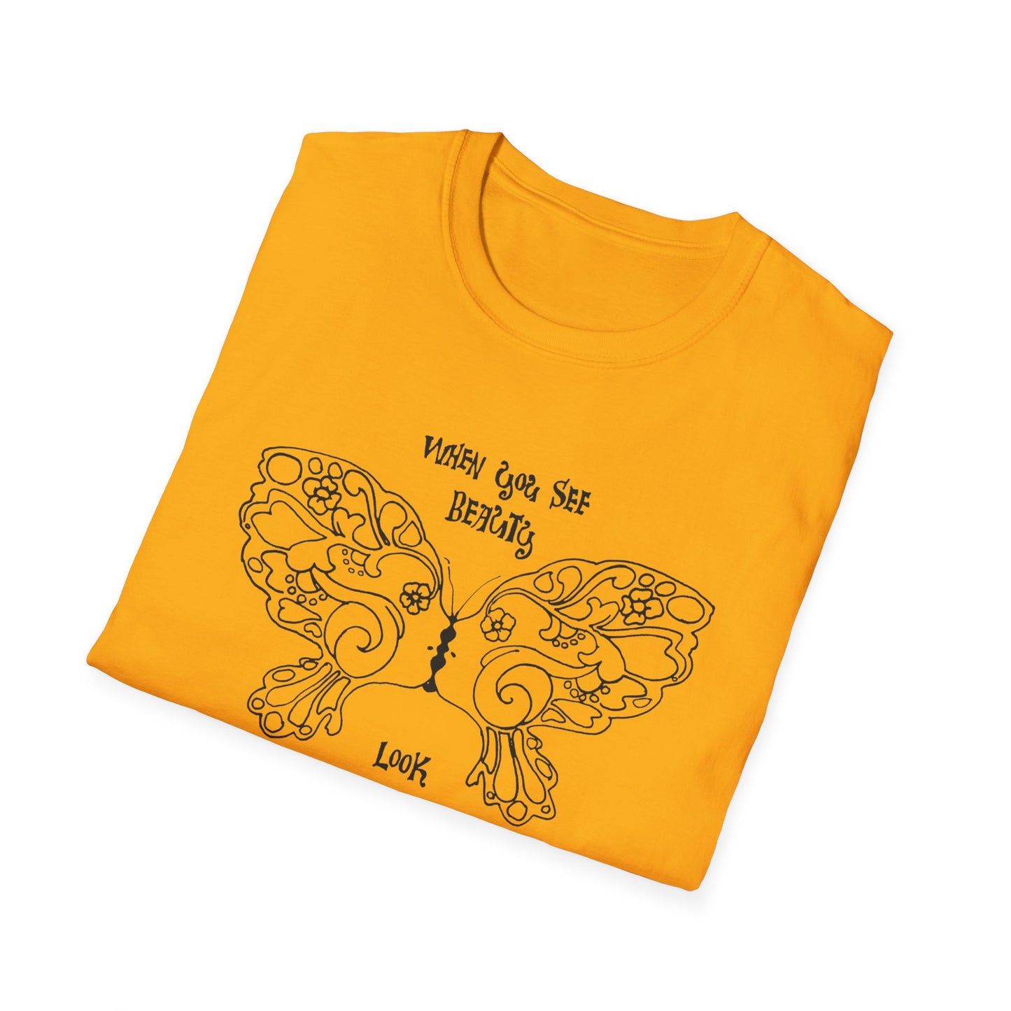 1971 illustration for the LA free press reproduction when you see beauty look for a long time tshirt