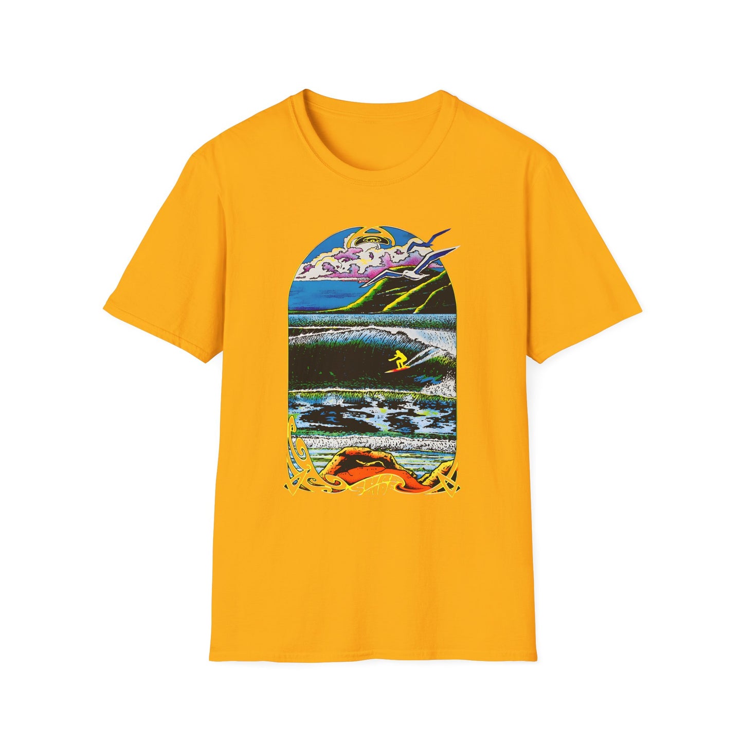 1976 surf rider psychedelic black light poster tshirt