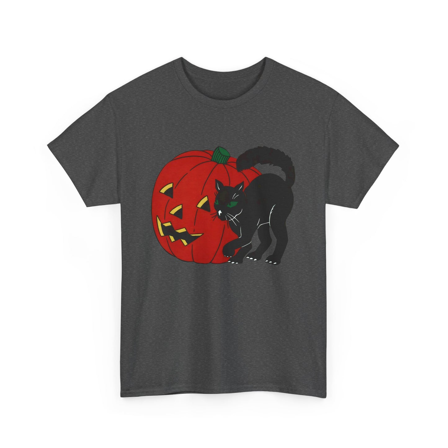 vintage 1960s halloween jack o lantern and black cat reproduction tshirt