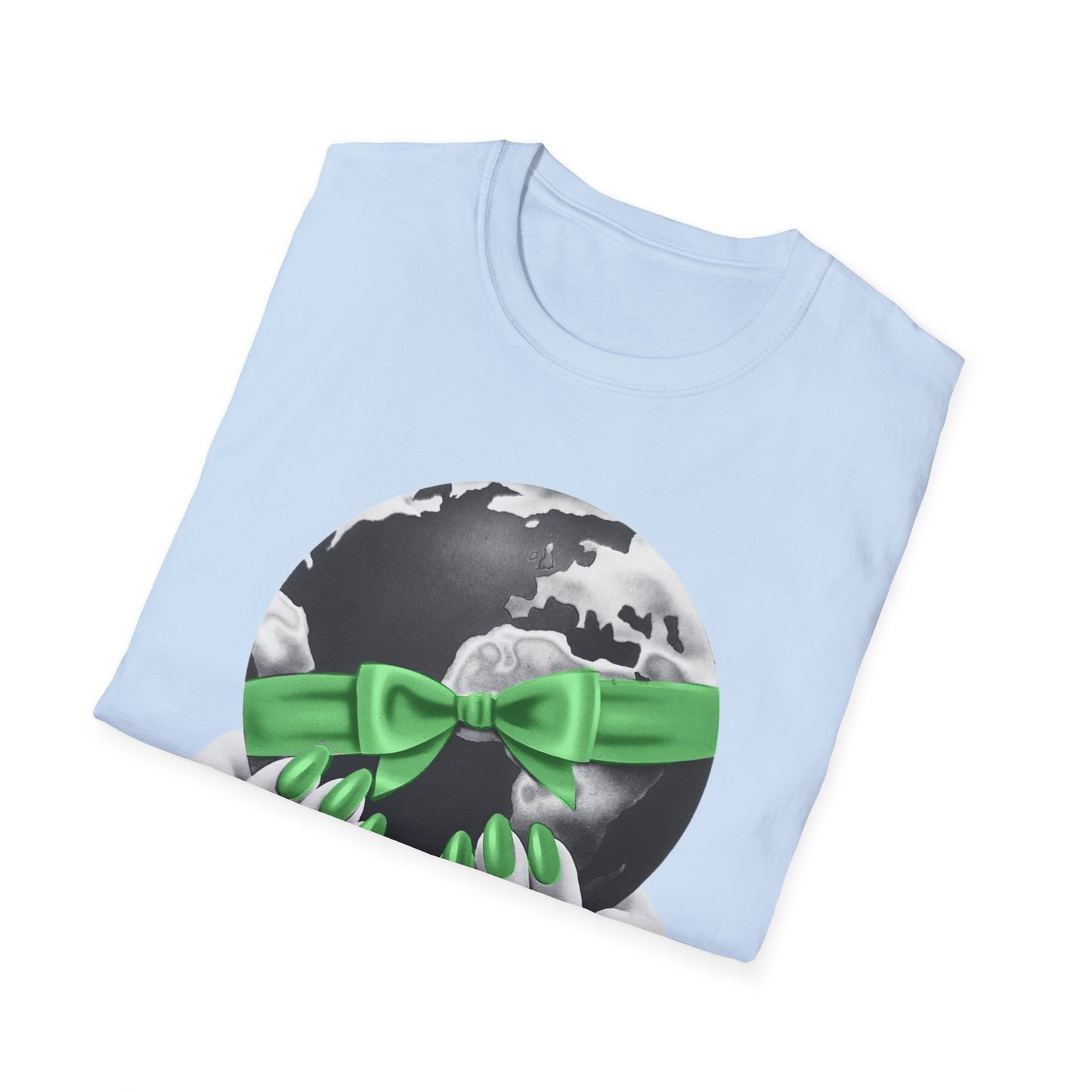 i'd give you the world 1980s graphic from a greeting card green nail version tshirt