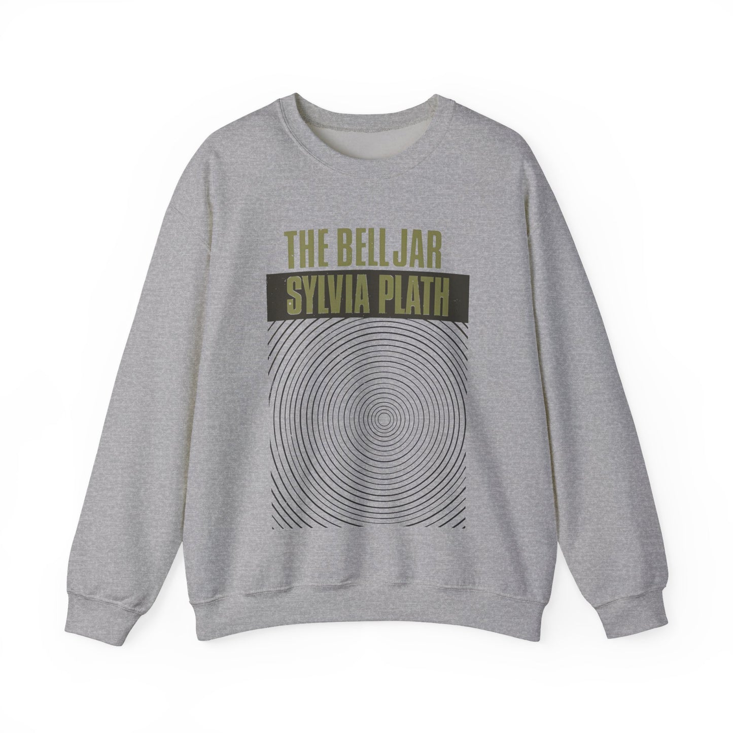 1963 book by sylvia plath "the bell jar" book cover on a unisex heavy blend crewneck sweatshirt