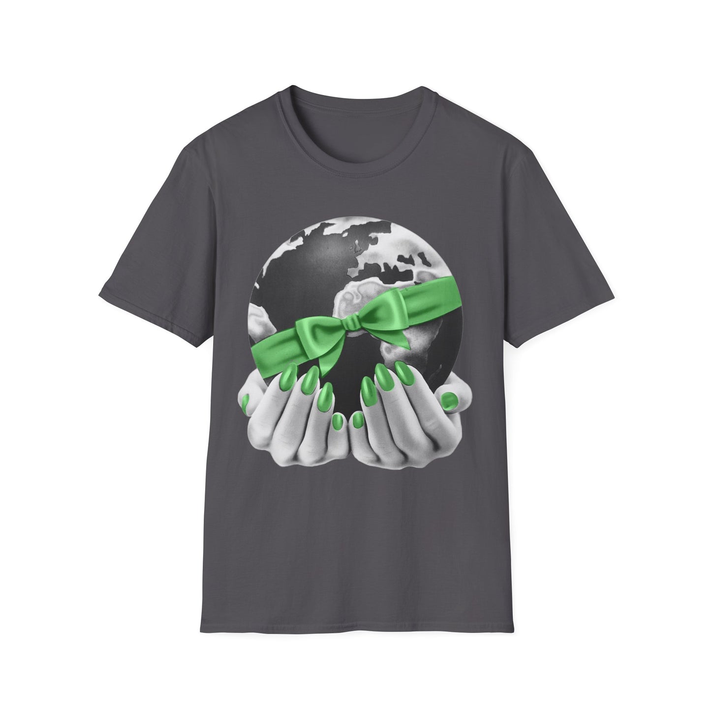 i'd give you the world 1980s graphic from a greeting card green nail version tshirt