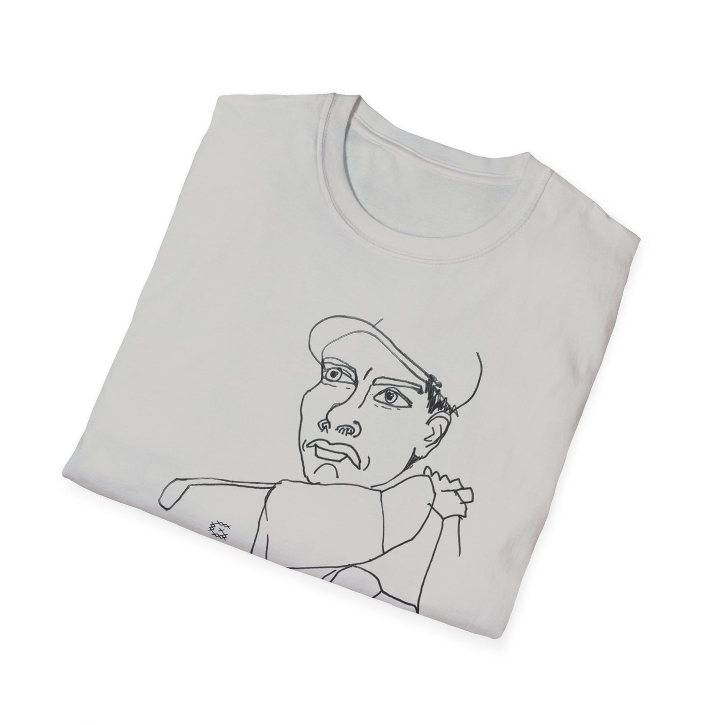 original drawing of a golfing man tshirt reads "golf sucks" maybe it does maybe it doesn't